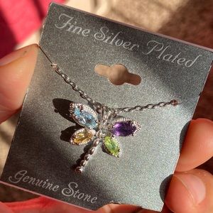 Silver Plated Genuine Stone Necklace